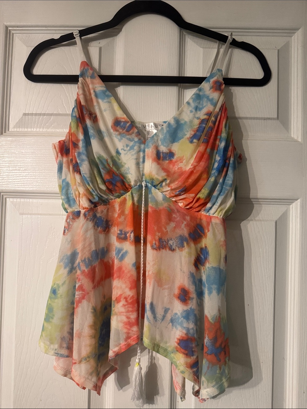 VENUS Multi-Color Tie-Dye V-Neck Spaghetti Strap Tank